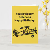 飛行機2-Cハッピーバースデー カード (黄色い花)