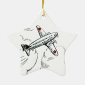 飛行機|の旧式のスケッチの航空 セラミックオーナメント (裏面)