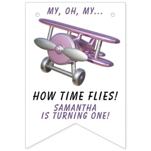 飛行機 わぁ時間飛ぶわ 初めての誕生日 バンティングフラッグ