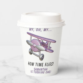 飛行機 わ～時間飛ぶわ 初めての誕生日  紙コップ