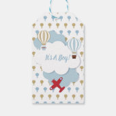 飛行機/アップと赤ちゃん遠くにシャワーラベル ギフトタグ (裏面)