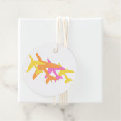 飛行機 オレンジ イエロー ピンク 旅行 オーダーメイド テキスト フェイバータグ (インサイチュ)