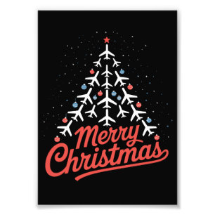 飛行機 クリスマスツリー パイロット フォトプリント