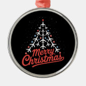 飛行機 クリスマスツリー パイロット メタルオーナメント (正面)