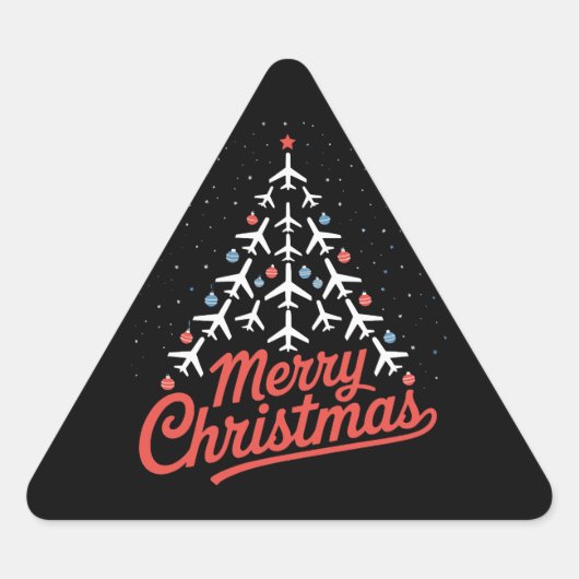 飛行機 クリスマスツリー パイロット 三角形シール (正面)