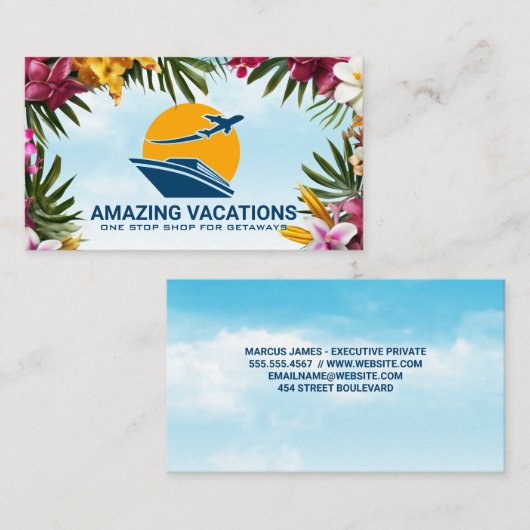 飛行機・クルーズ船 | 旅行休暇 名刺 (正面/裏面)