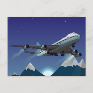 飛行機。ジャンボジェット。 シーズンポストカード