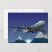飛行機。ジャンボジェット。 シーズンポストカード (正面/裏面)
