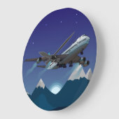 飛行機。ジャンボジェット。 ラージ壁時計 (傾斜)