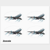 飛行機。ジャンボジェット。 楕円形シール (シート)