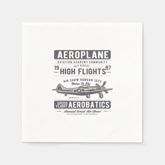 飛行機 スタンダードカクテルナプキン (正面)