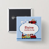 飛行機&トレインベビーシャワー名タグボタン 缶バッジ (正面&裏面)