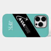 飛行機 パイロット 航空 ブラック グリーン Case-Mate iPhoneケース (裏面 (横))