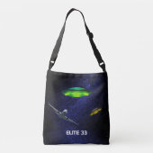 飛行機、フライングディスク & 銀河の背景 クロスボディバッグ (裏面)