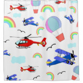 飛行機、ヘリコプター、およびバルーン シャワーカーテン (正面)