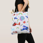 飛行機、ヘリコプター、およびバルーン トートバッグ (クローズアップ)