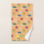 飛行機、ヘリコプター、雲桃の名前のアートワーク バスタオルセット (ハンドタオル)