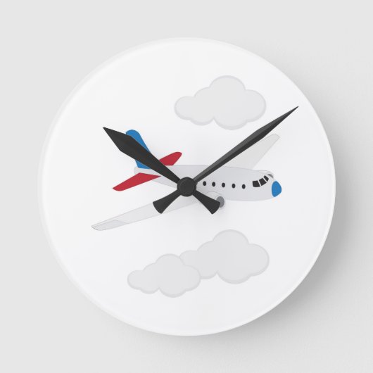 飛行機 ラウンド壁時計 (正面)
