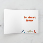 飛行機、ロケット、鳥の誕生日カード カード (内部)