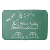 飛行機、列車および車は~editable名前を設計しましたり及び着色します バスマット (正面)