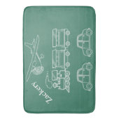 飛行機、列車および車は~editable名前を設計しましたり及び着色します バスマット (正面縦)