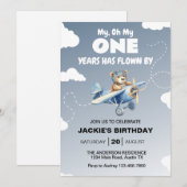 飛行機 初めての誕生日パーティー 招待状 (正面/裏面)