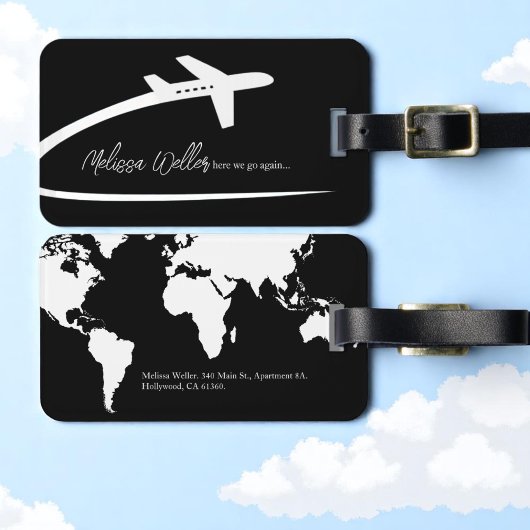 飛行機（前面）、ワールドマップ（背面） ラゲッジタグ