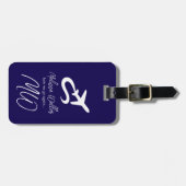 飛行機（前面）、ワールドマップ（背面） BLUE ラゲッジタグ (正面横)