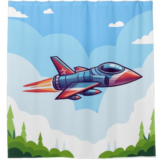 飛行機/戦闘機ジェット シャワーカーテン (正面)