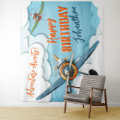 飛行機 戦闘機 パイロット 男の子 誕生日 背景 タペストリー (インサイチュ)