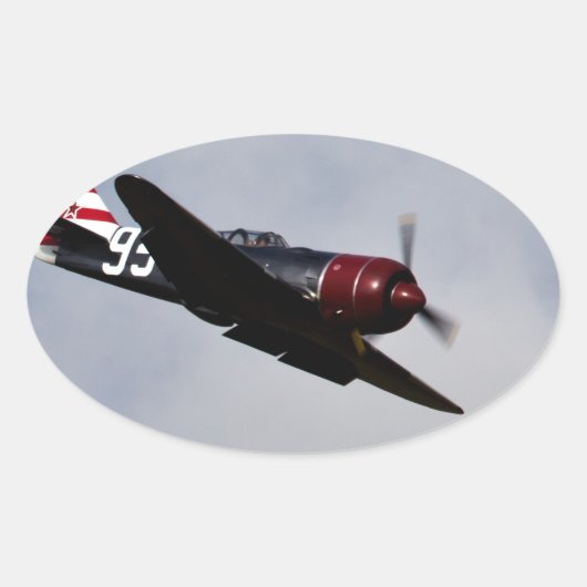 飛行機 楕円形シール (正面)