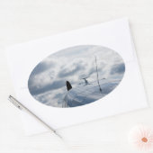 飛行機 楕円形シール (封筒)