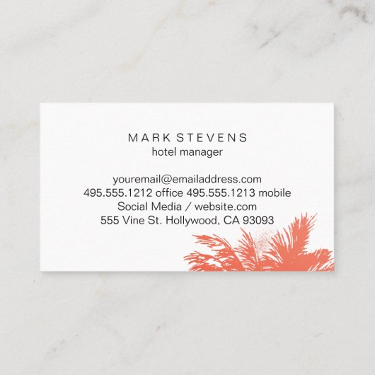 飛行機 |熱帯性ヤシの木 名刺 (裏面)