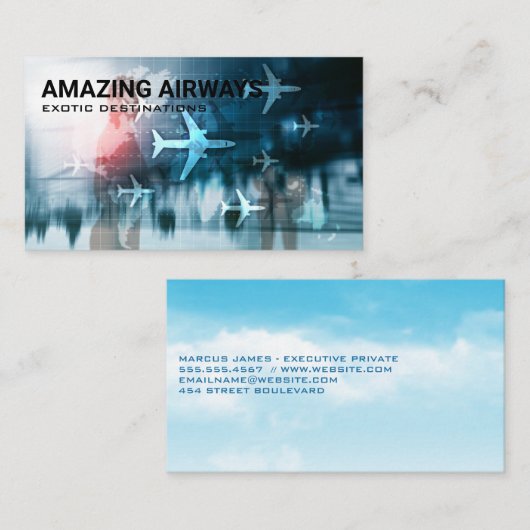 飛行機 | 空港 | トラベル 名刺 (正面/裏面)