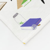 飛行機、自転車、本、赤、黄、青の旅行 フリースブランケット (角)