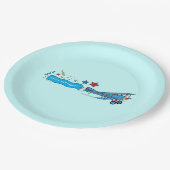 飛行機: 複葉機のハッピーバースデーの旗 ペーパープレート (アングル)