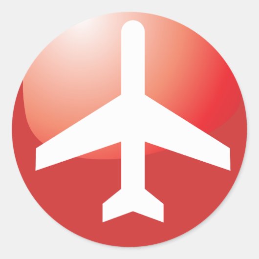 飛行機 赤 イージーボタン ラウンドシール (正面)