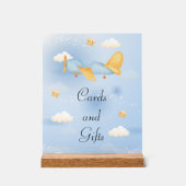 飛行機、雲と星、青、男の赤ちゃん、かわいい アクリルサイン (正面)