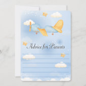 飛行機、雲と星、青、男の赤ちゃん、かわいい シーズンカード (正面)