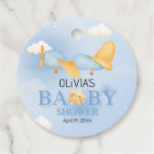 飛行機、雲と星、青、男の赤ちゃん、かわいい フェイバータグ (裏面)