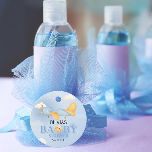 飛行機、雲と星、青、男の赤ちゃん、かわいい フェイバータグ