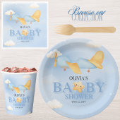 飛行機、雲と星、青、男の赤ちゃん、かわいい フェイバーバッグ