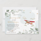 飛行機, 雲, 星, メールでベビーシャワー 招待状 (正面)