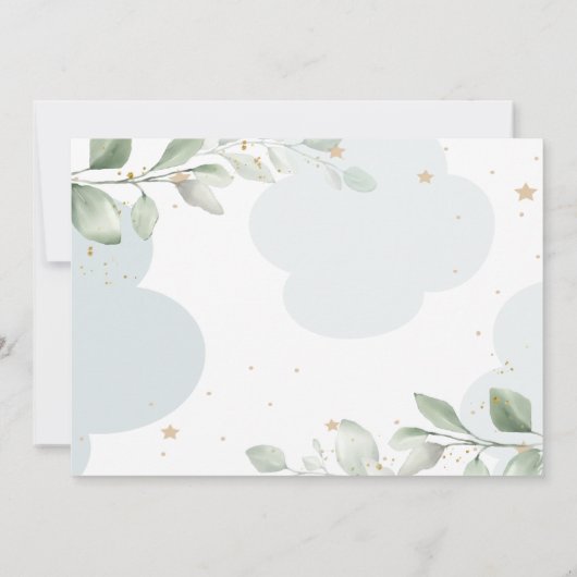 飛行機、雲、星、赤ちゃんシャワー(郵便) 招待状 (裏面)