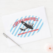 飛行機BIrthdayパーティステッカー 楕円形シール (封筒)