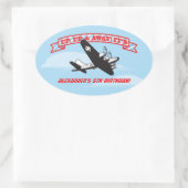 飛行機BIrthdayパーティースティッカーと雲 楕円形シール (バッグ)