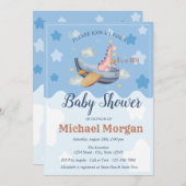 飛行機Dino雲それは男の子のシャワーだ 招待状 (正面/裏面)