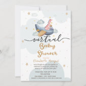 飛行機Dino雲スターバーチャルベビーシャワー 招待状 (正面)