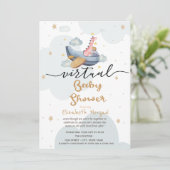 飛行機Dino雲スターバーチャルベビーシャワー 招待状 (スタンド正面)