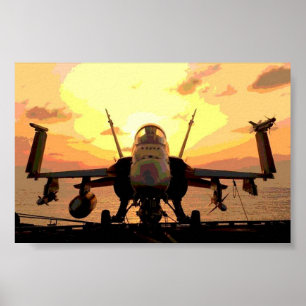 飛行機Hornet F A-18 USS John C. Stennis ポスター